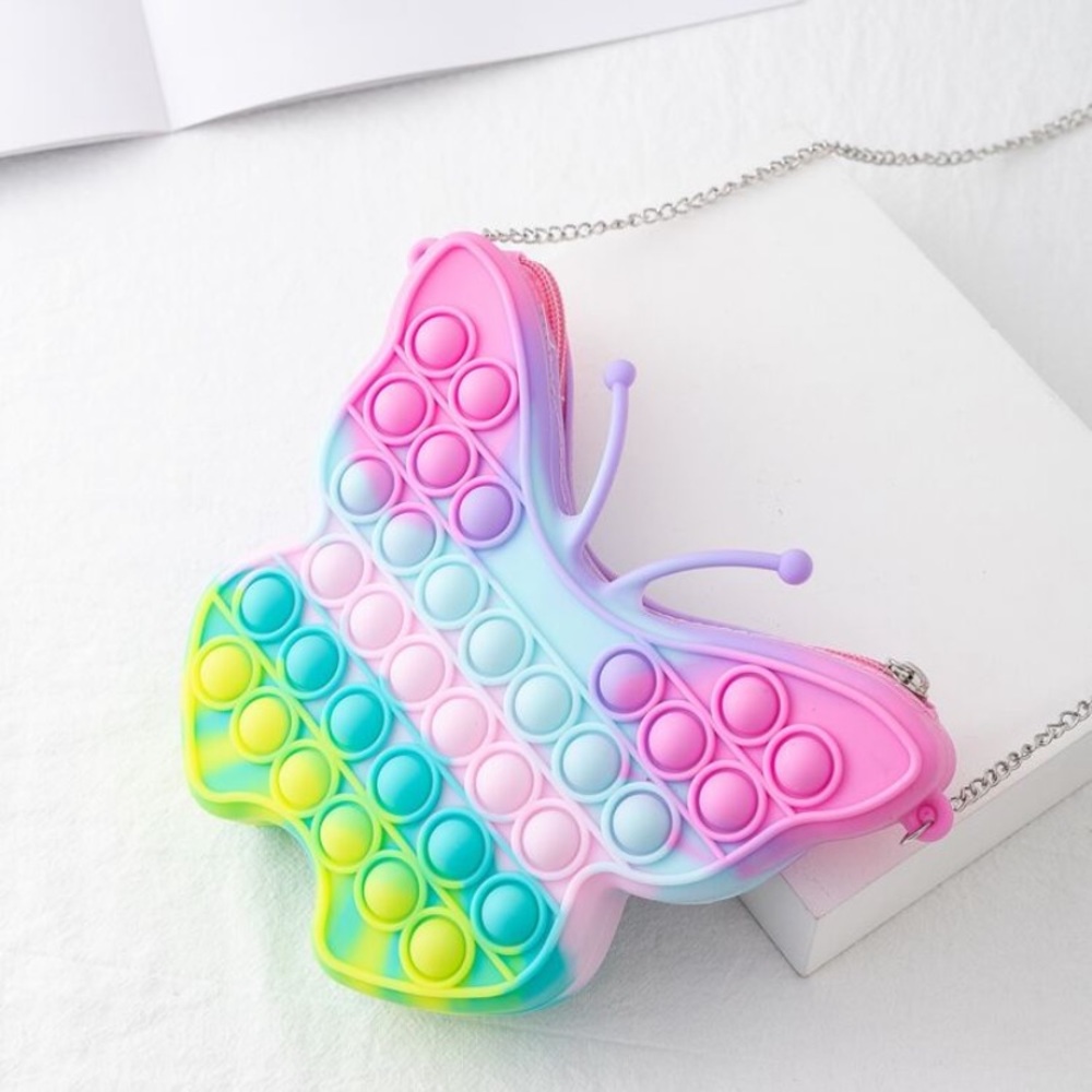 NEW Girls Butterfly Chain Bag Multicolor Anti-Anxiety Bubble Squeeze Purse